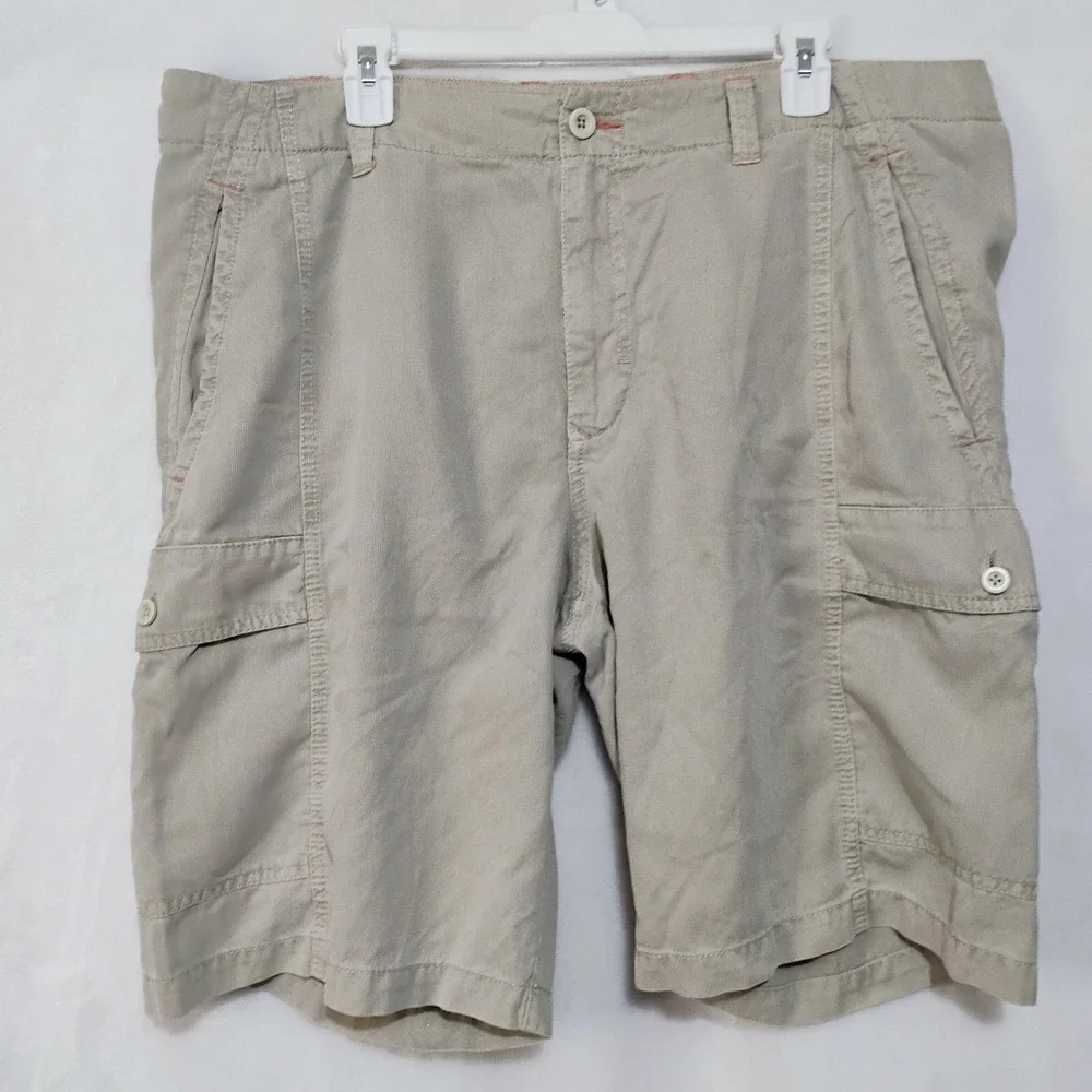 Tommy Bahama Relax Mens 38 Cargo Shorts Tan Tencel Cotton Blend Textured